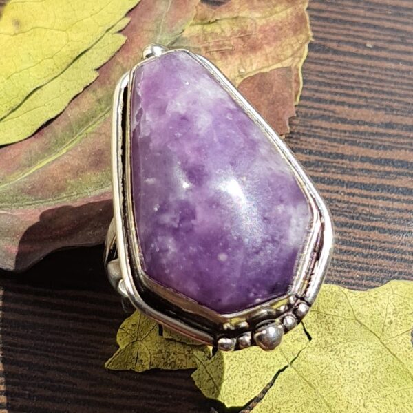 Lepidolite Silver Ring