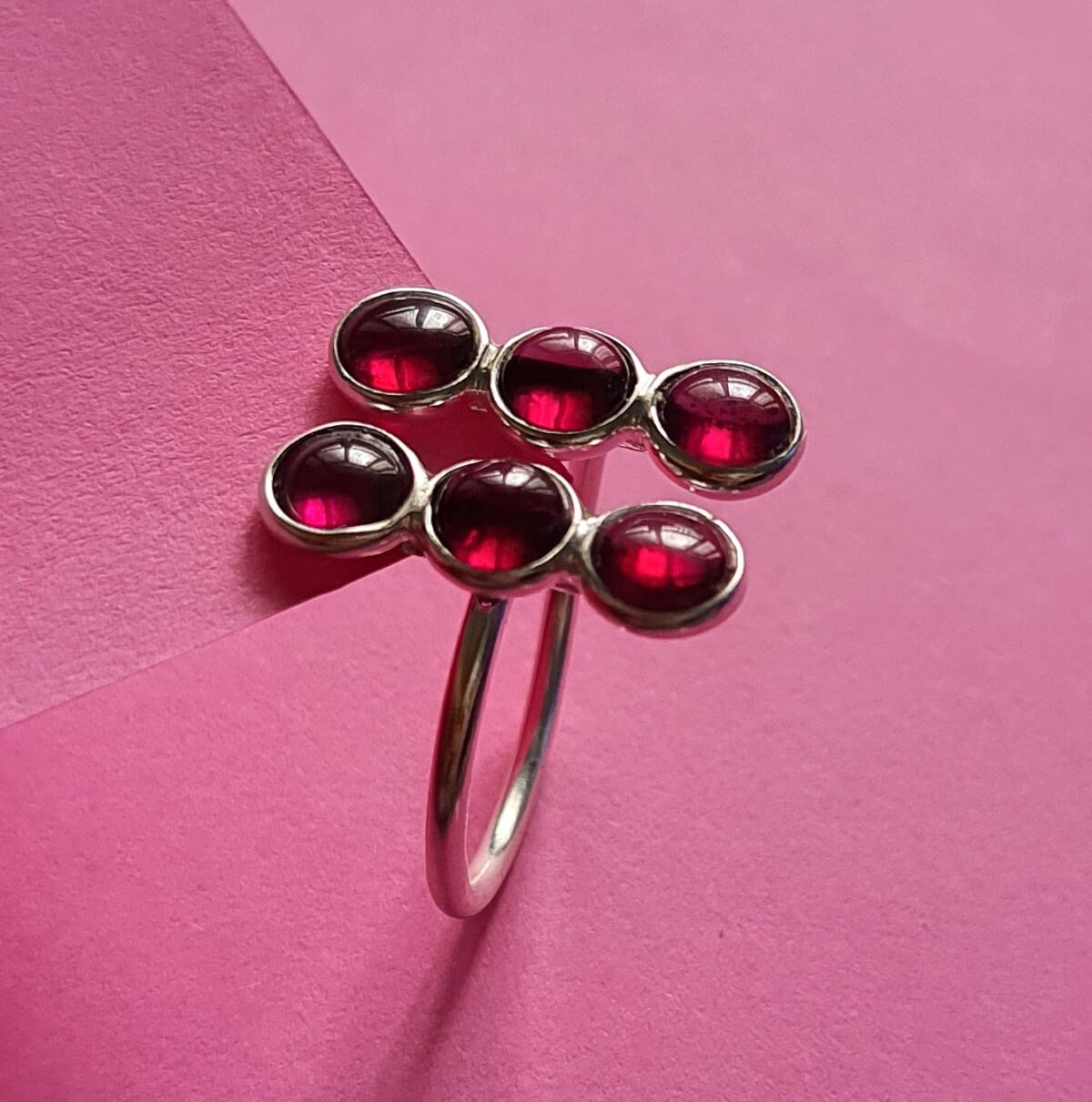 Natural Garnet Gemstone 925 Sterling Silver Ring