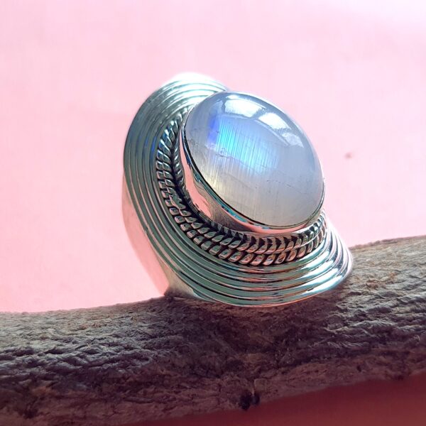 Rainbow Moonstone Pretty 925 Sterling Silver Handmade Ring