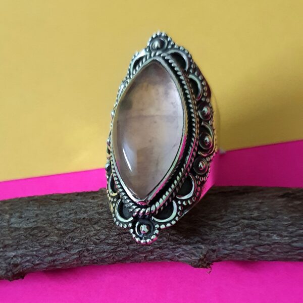 Rose Quartz 925 Sterling Silver Solid Cocktail Ring