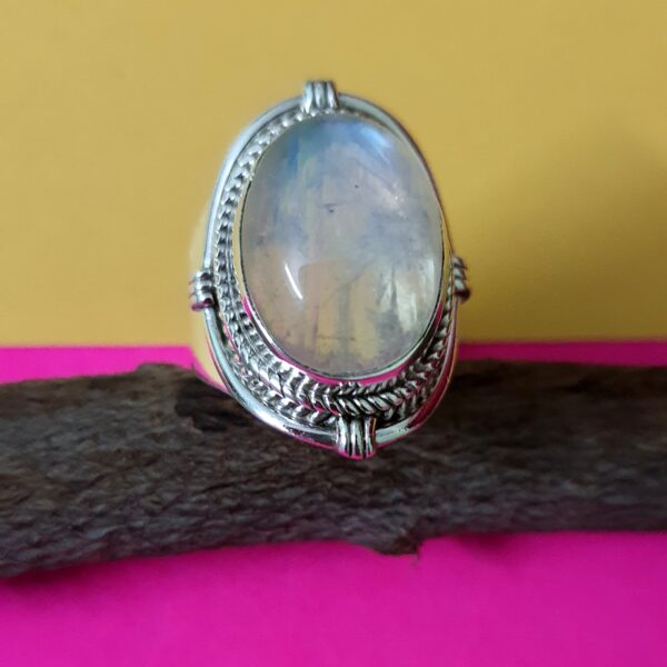 Rainbow Moonstone Gemstone 925 Sterling Silver Ring