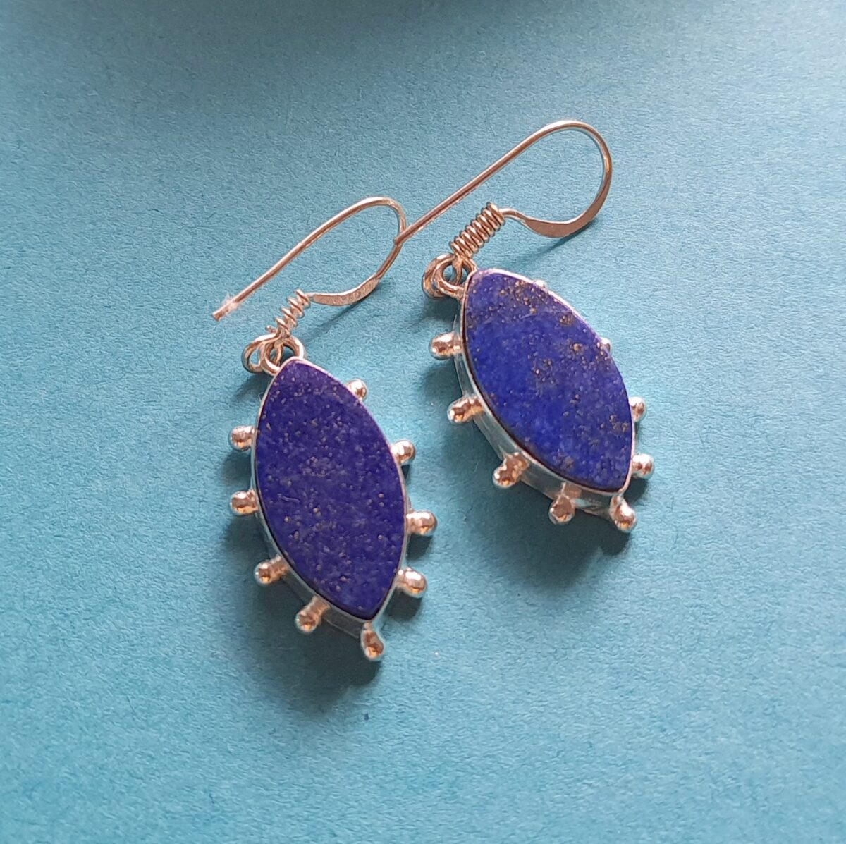 Natural Lapis Lazuli Silver Earrings