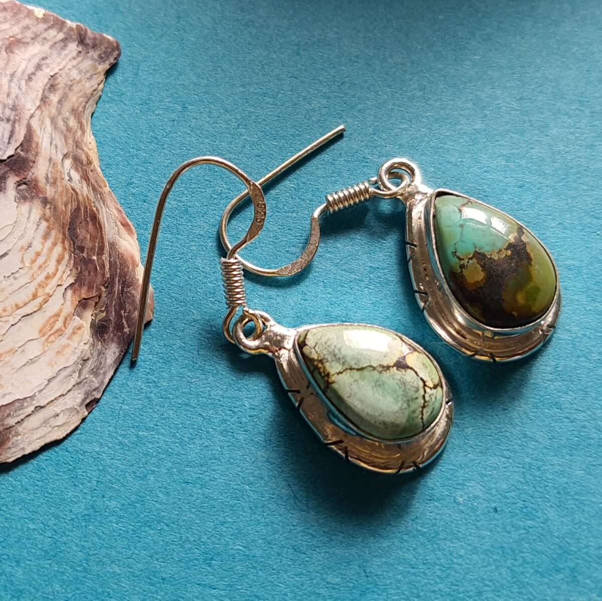 Natural Turquoise Gemstone 925 Sterling Silver Earrings