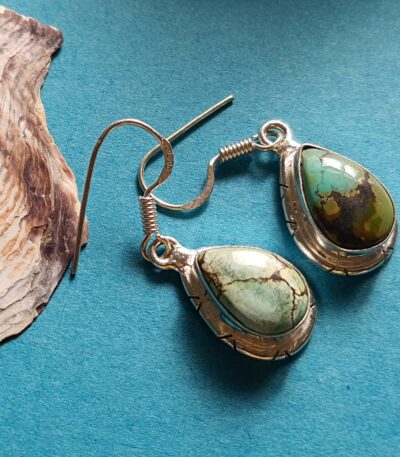 Natural Turquoise Gemstone 925 Sterling Silver Earrings