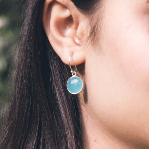 Blue Chalcedony Silver Earrings