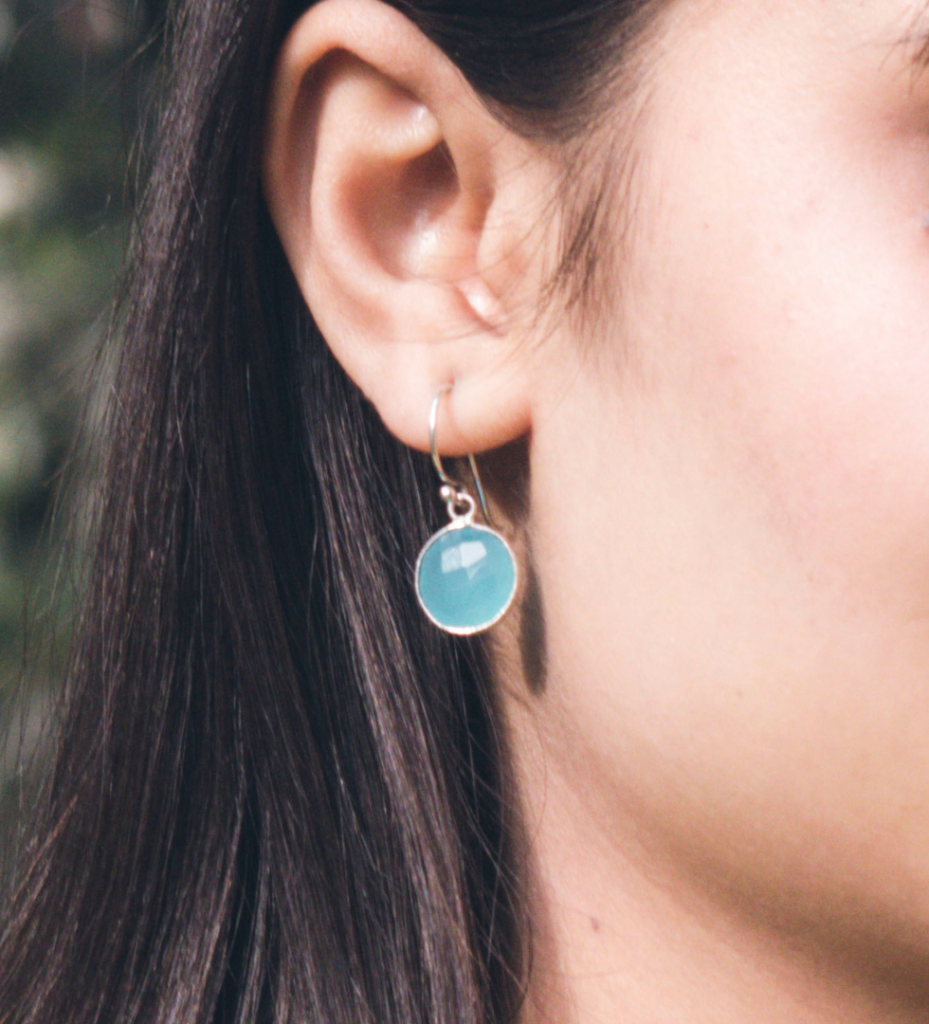 Blue Chalcedony Silver Earrings