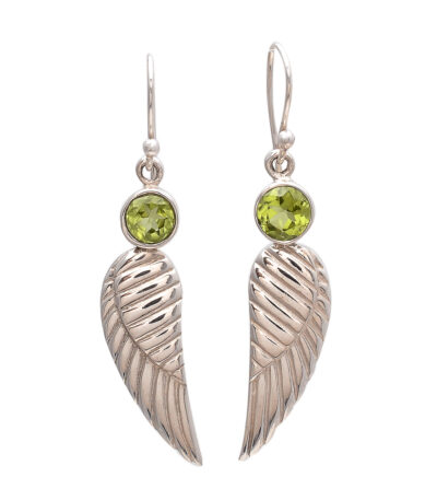 Peridot Quartz Heart Healing Silver Earrings