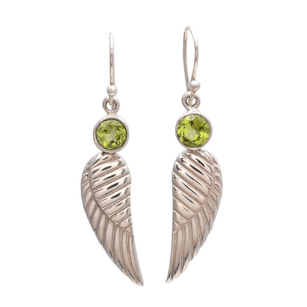 Peridot Quartz Heart Healing Silver Earrings