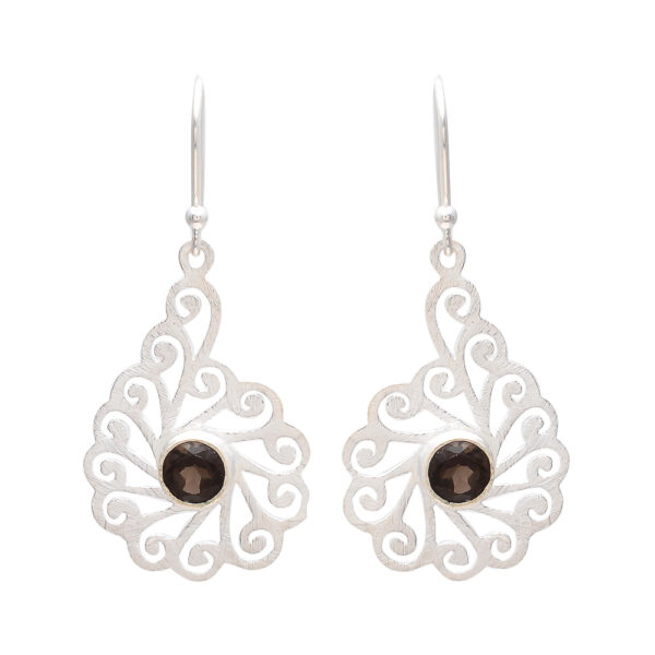 Smoky Quartz Gemstone Magnificent Silver Earrings