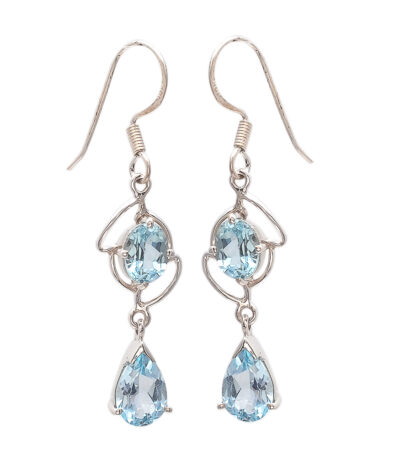 Blue Topaz Quartz Silver Earrings