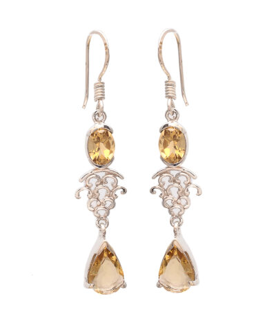 Citrine Charm Silver Earrings