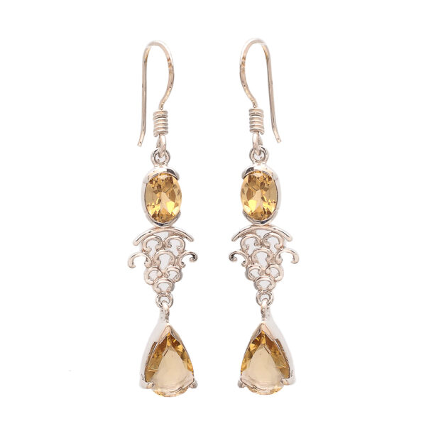 Citrine Charm Silver Earrings