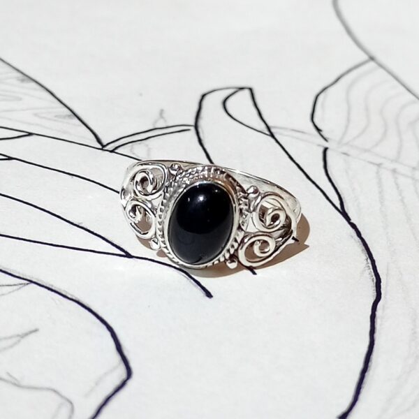 Black Onyx Gemstone 925 Sterling Silver Nice Ring