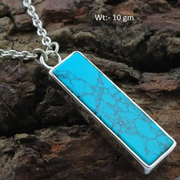 Turquoise Pendant with Silver Chain