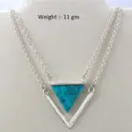 Turquoise Aura Trillion Silver Pendant Chain